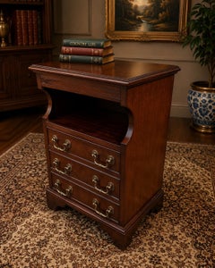 Traditional Mahogany Bedside Cabinet with Pull-Out Writing Slide and Cupboard