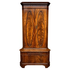 Edwardian Flame Mahogany Two-Part Corner Cabinet with Mirrored Drinks Slide
