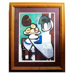 Pablo Picasso Bust, Bowl and Palette Framed Cubist Art Print, 20th Century