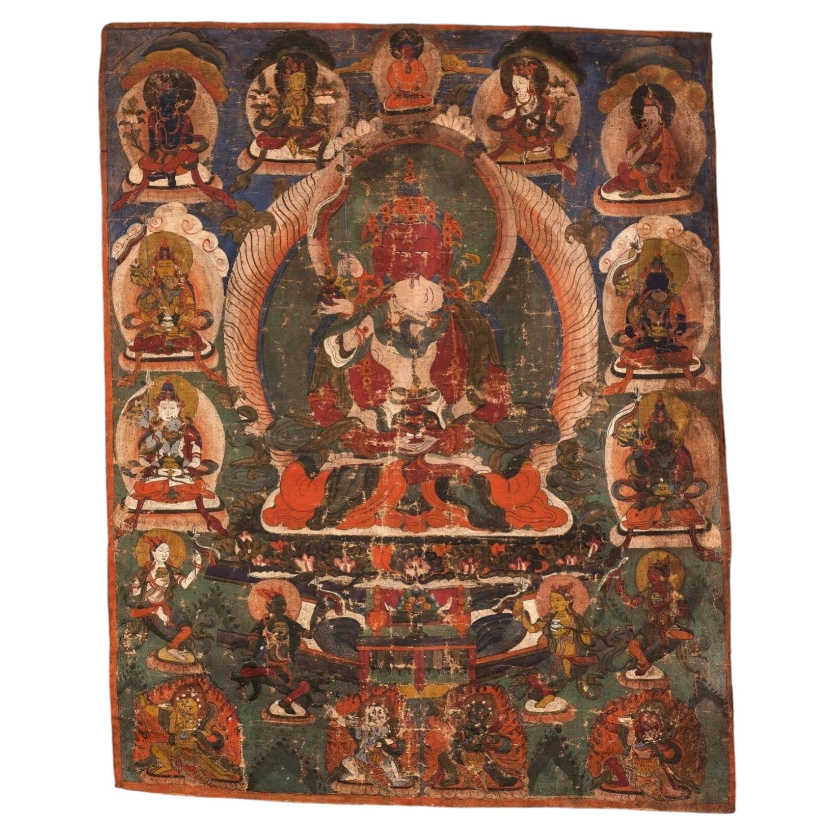 Thangka budista del Himalaya del siglo XVII que representa a una deidad tántrica