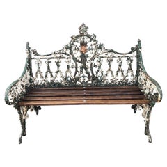 Original Coalbrookdale Gothic Revival Cast Iron Garden Bench with Registration