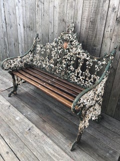 Original Coalbrookdale Gothic Revival Cast Iron Garden Bench with Registration