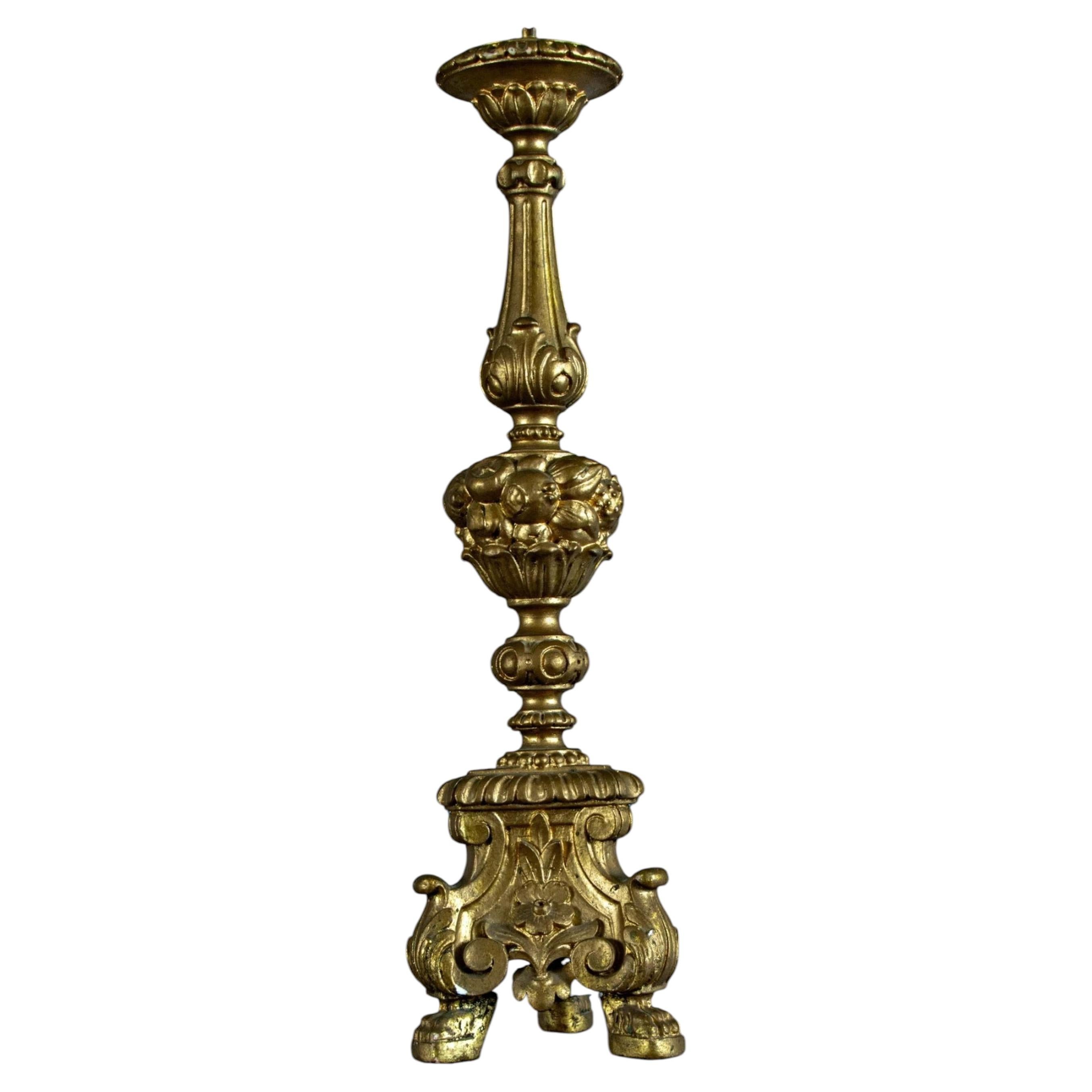 Belgian Giltwood & Gesso Carved Candlestick or Lamp Stand, circa 1900 For Sale