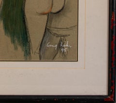 Greg Roche Signed Pastel Nude Figure Study, Two Female Figures, 1995