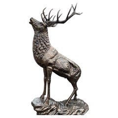 Monumental Life-Size Stag Sculpture in Bronzed Aluminium