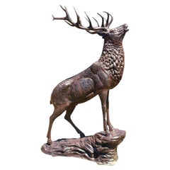 Monumental Life-Size Stag Sculpture in Bronzed Aluminium