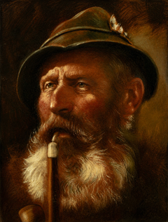 Bernd Funke German Portrait of a Gentleman with Pipe, Oil on Board, Mid-20th C