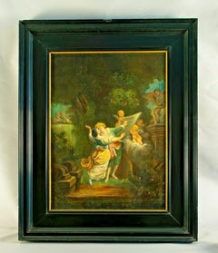 Italian School “The Sermon of Love” Rococo Revival Oil Painting, Rome, 1886