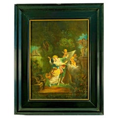Italian School “The Sermon of Love” Rococo Revival Oil Painting, Rome, 1886