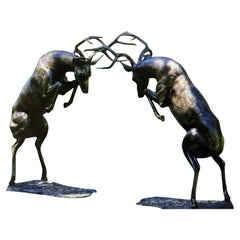 Life-Size Leaping Stag Garden Sculpture Bronzed Cast Aluminium Deer