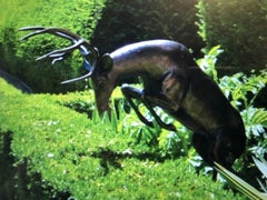 Life-Size Leaping Stag Garden Sculpture Bronzed Cast Aluminium Deer