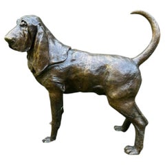 Christian Maas Life-Size Bronze Bloodhound Sculpture Signed Garden Statue