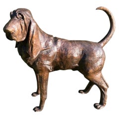 Christian Maas Life-Size Bronze Bloodhound Sculpture Signed Garden Statue