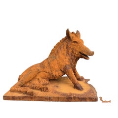 Large Cast Iron Florentine Wild Boar Sculpture After Il Porcellino