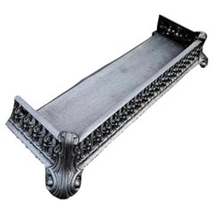 Victorian Cast Iron Pierced Fireplace Fender with Hearth Tray, circa 1890
