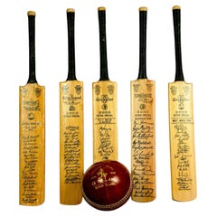 Vintage Gray-Nicolls Miniature Cricket Bats & Ball Collection, Signed