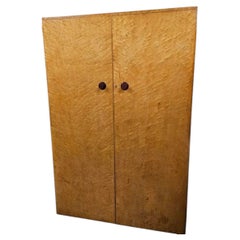 British Art Deco Birdseye Maple Wardrobe with Phenolic Handles, circa 1930