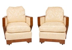 British Art Deco Walnut Three-Piece Lounge Suite, circa 1930