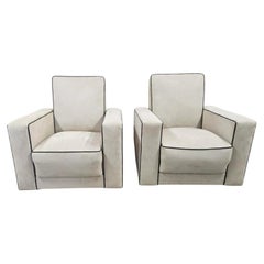 Pair of British Art Deco Reclining Armchairs, circa 1930
