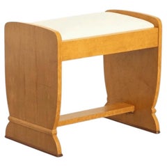 British Art Deco Birdseye Maple Dressing Stool, circa 1930