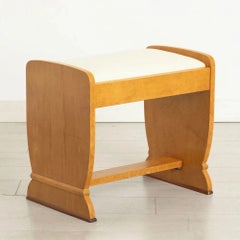 British Art Deco Birdseye Maple Dressing Stool, circa 1930