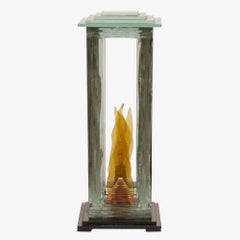 Italian Sculptural Glass Flame Table Lamp, circa 1980