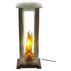 Italian Sculptural Glass Flame Table Lamp, circa 1980