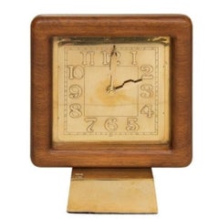 Mid-Century Teak and Gilt Bronze Table Clock, circa 1960