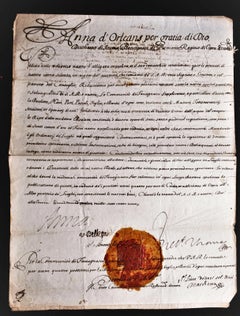 1709 Royal Decree Anna Maria d'Orléans Duchess of Savoy Signed Manuscript