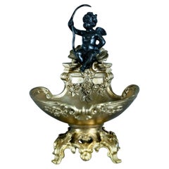 Antique Gilt Bronze Rococo Tazza with Cherub by E. Provest c.1900