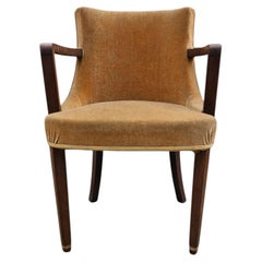 British Art Deco Velvet Salon Armchair, circa 1930