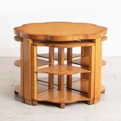 Harry & Lou Epstein Art Deco Birdseye Maple Quintetto Tables, circa 1930
