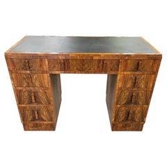 British Art Deco Figured Walnut Pedestal Desk, circa 1930