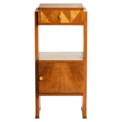 British Art Deco Walnut Side Cabinet with Bakelite Handles, circa 1930