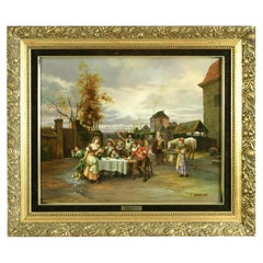 J. Membling 20th Century European Tavern Scene Oil Painting, Signed
