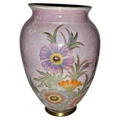 Carlton Ware Art-Déco-Vase mit rosa Glanz und Blumenmuster, England, um 1930