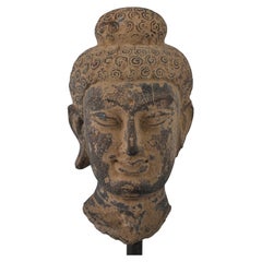 Ancient Gandhara Buddha Figure in Carved Schist Stone, 1st Century
