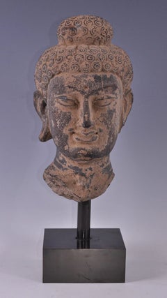 Ancient Gandhara Buddha Figure in Carved Schist Stone, 1st Century