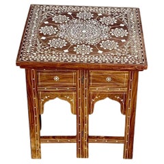 Indian Rosewood Nesting Side Tables with Fine Floral Inlay
