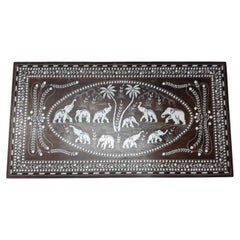 Indian Rosewood Elephant Inlaid Coffee Table with Figural Design