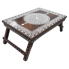 Indian Rosewood Inlaid Bed Table or Breakfast Tray, Floral Design