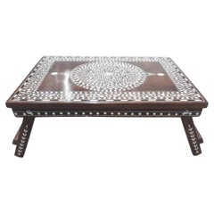 Indian Rosewood Inlaid Bed Table or Breakfast Tray, Floral Design