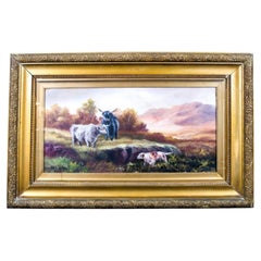 Pair of Highland Cattle Scottish Landscapes by J. M. Grandale, 20th Century