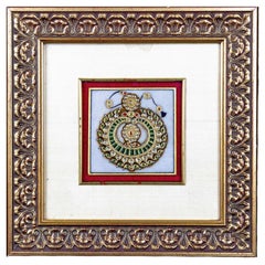 Indian Kundan-Style Jewelled Alabaster Plaque, Gilt Framed, 20th Century