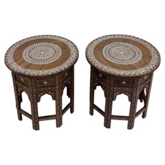 Pair of Anglo-Indian Hoshiarpur Rosewood Inlaid Side Tables