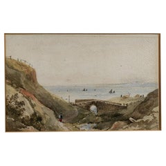 Victorian English School Coastal Landscape Watercolour, c.1860–1880