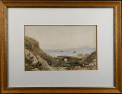 Victorian English School Coastal Landscape Watercolour, c.1860–1880