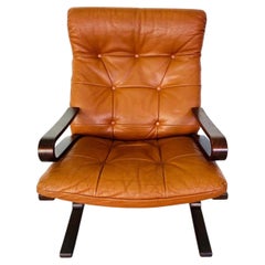 Fauteuil de salon en cuir « Cognac » d'Oddvin Rykken, Norvège, années 1960