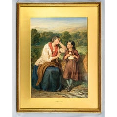 John Henry Mole Victorian Mother and Child Watercolour, 19th Century