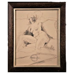 Franklin White Reclining Female Nude Figure Drawing Study, British, 20th Century